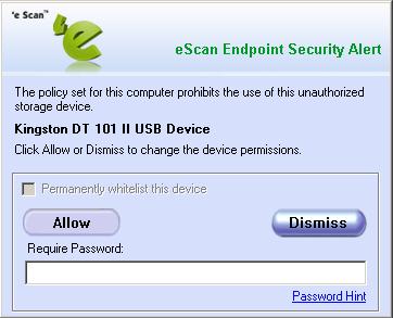 Fig.4: eScan Endpoint Security Alert